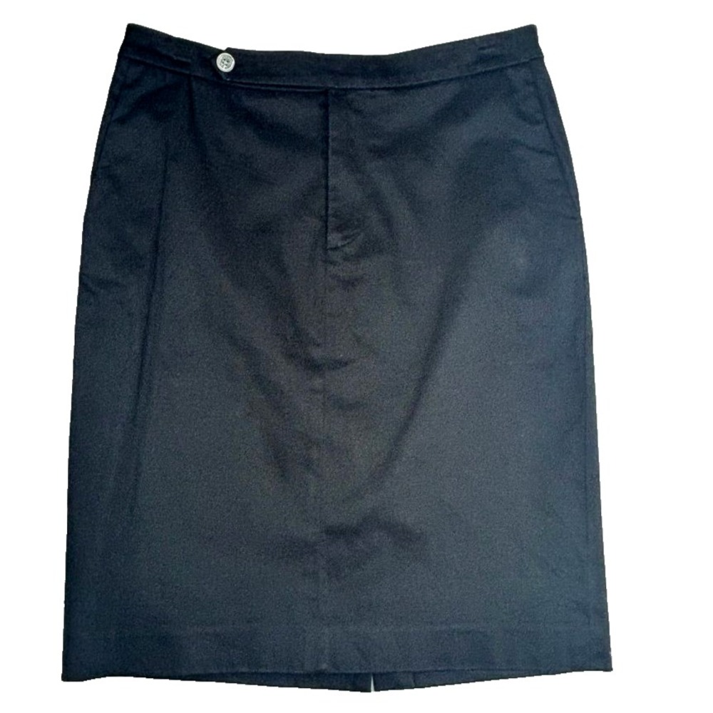 Lauren Ralph Lauren Black Pencil Skirt Knee Length Button Closure Size 4